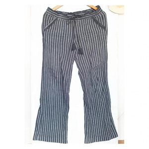 Jolt navy striped drawstring linen pants